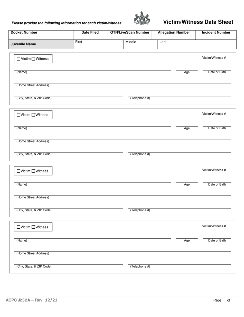 Form AOPC J232A Written Allegation - Single Summary of Offenses - Pennsylvania, Page 5