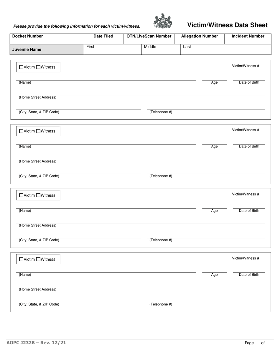 Form AOPC J232B Written Allegation - Multiple Summaries of Offenses - Pennsylvania, Page 5