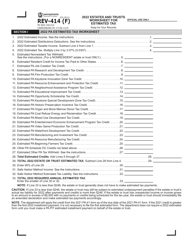 Form REV-414 (F) Estates and Trusts Worksheet for Estimated Tax - Pennsylvania
