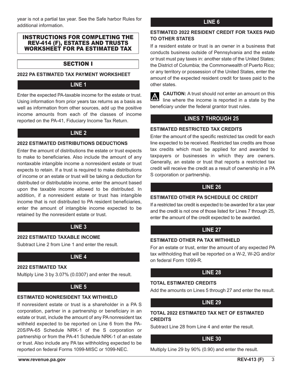 Instructions for Form REV-414 (F), PA-40 ES (P / S / F) - Pennsylvania, Page 3