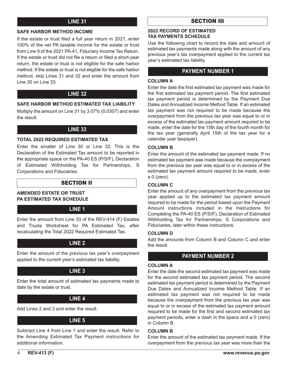 Instructions for Form REV-414 (F), PA-40 ES (P / S / F) - Pennsylvania, Page 4