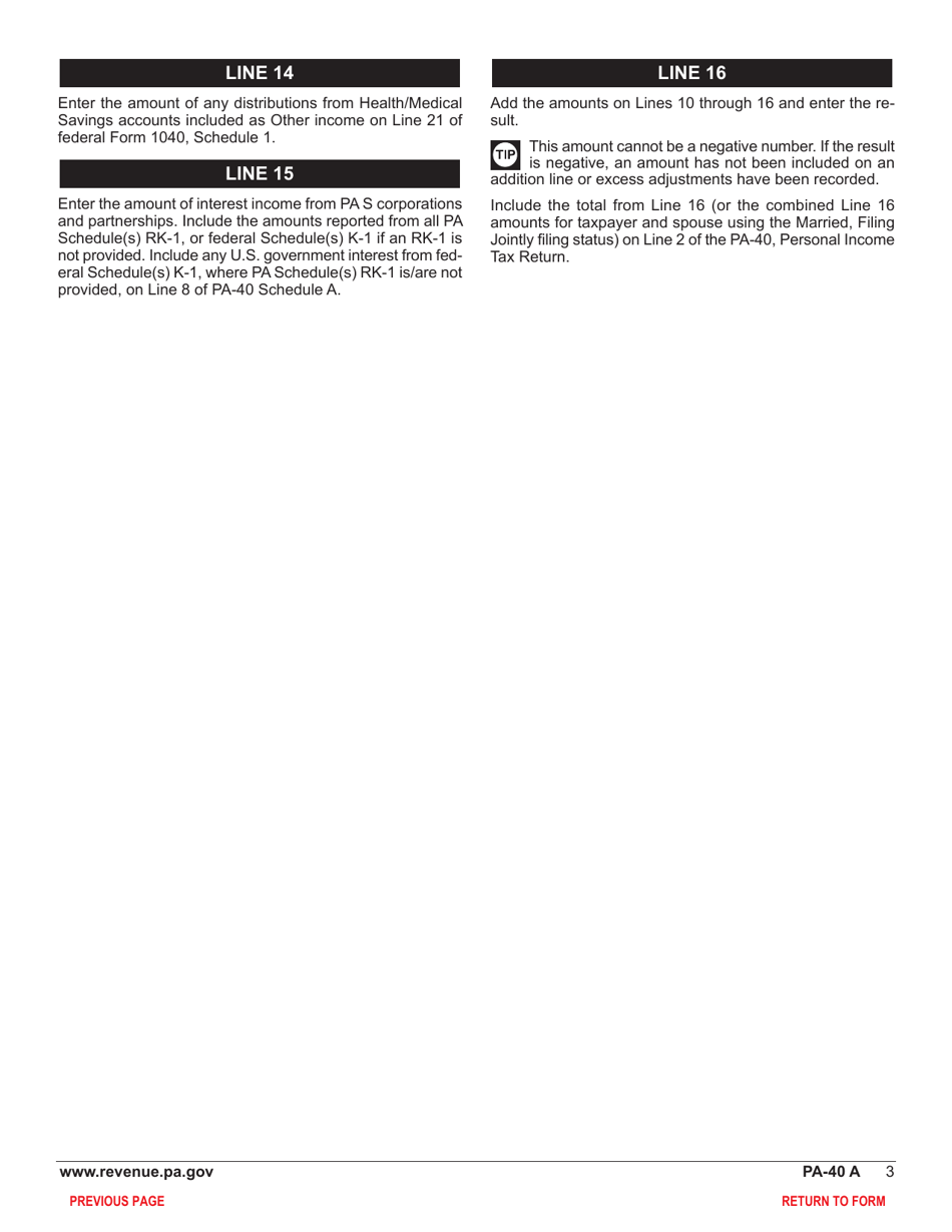 Form PA-40 Schedule A Interest Income - Pennsylvania, Page 5