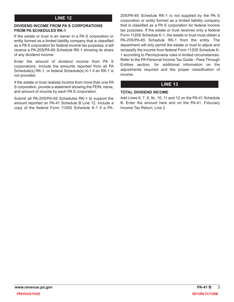 Form PA-41 Schedule B Dividend and Capital Gains Distributions Income - Pennsylvania, Page 5