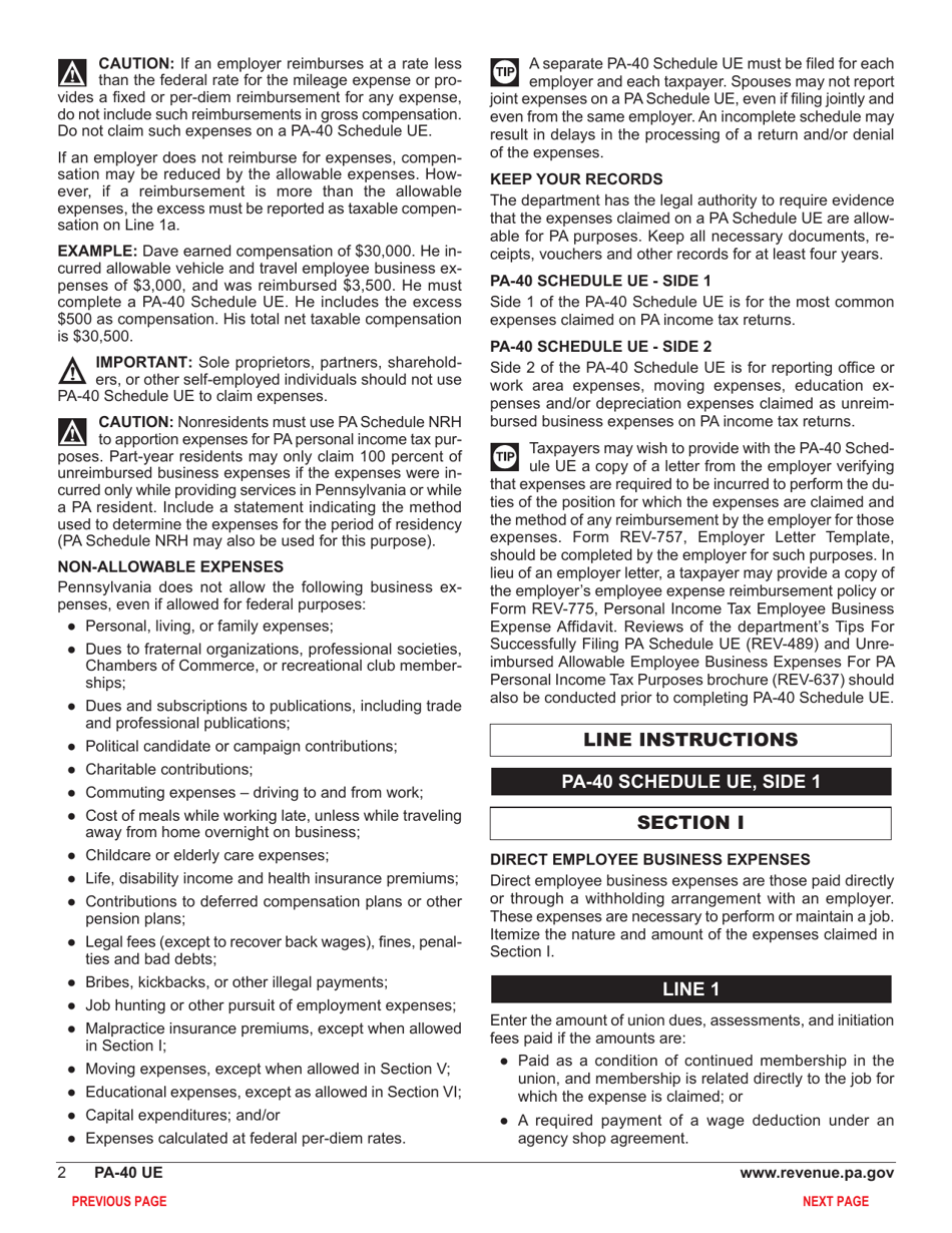 Form PA40 Schedule UE 2021 Fill Out, Sign Online and Download