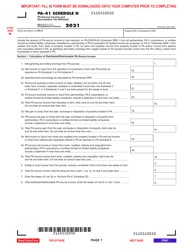 Document preview: Form PA-41 Schedule N Pa-Source Income and Nonresident Tax Withheld - Pennsylvania, 2021