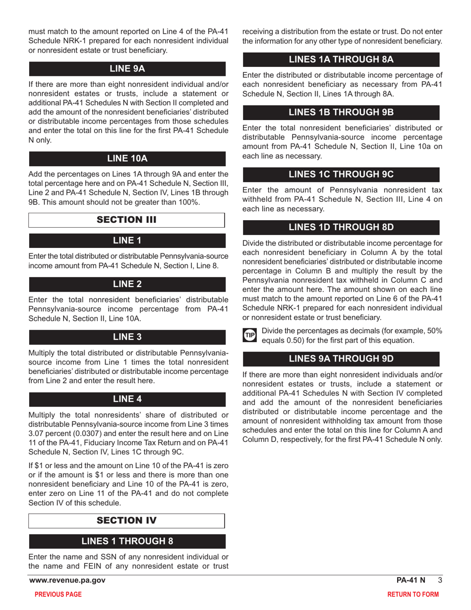 Form PA-41 Schedule N Pa-Source Income and Nonresident Tax Withheld - Pennsylvania, Page 5