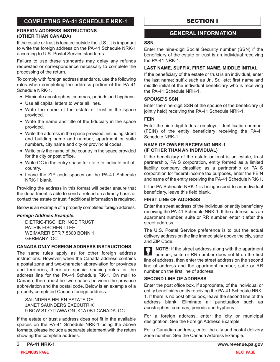 Form PA-41 Schedule NRK-1 Nonresident Schedule of Shareholder / Partner / Beneficiary Pass Through Income, Loss and Credits - Pennsylvania, Page 4