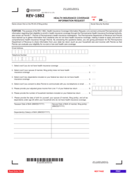 Form REV-1882 Health Insurance Coverage Information Request - Pennsylvania