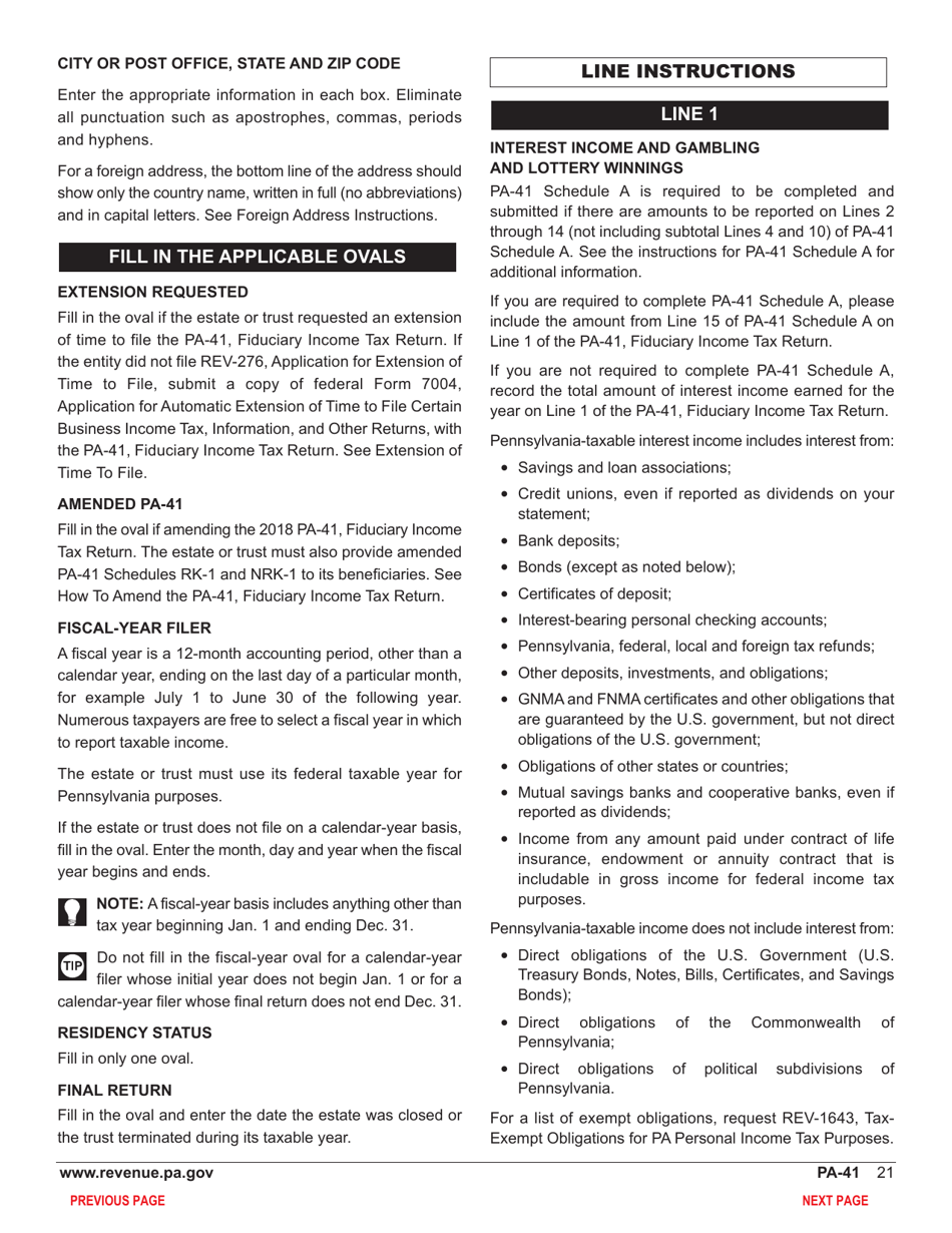 Form PA-41 Pa Fiduciary Income Tax Return - Pennsylvania, Page 23