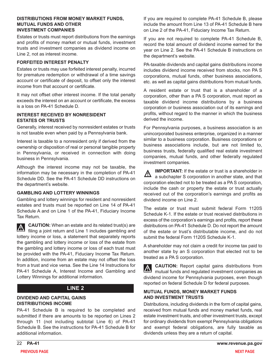 Form PA-41 Pa Fiduciary Income Tax Return - Pennsylvania, Page 24