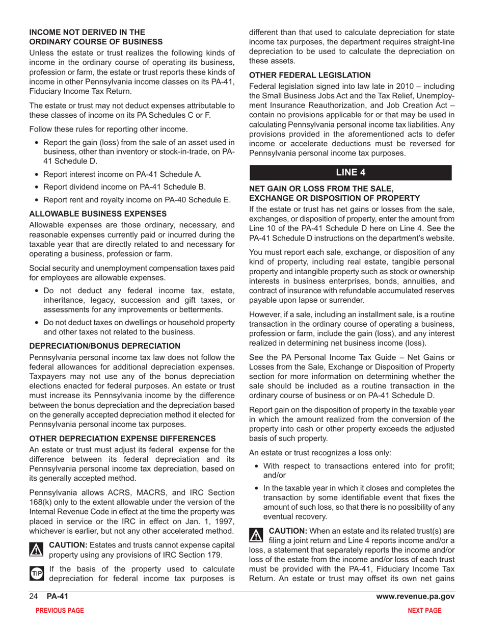 Form PA-41 Pa Fiduciary Income Tax Return - Pennsylvania, Page 26