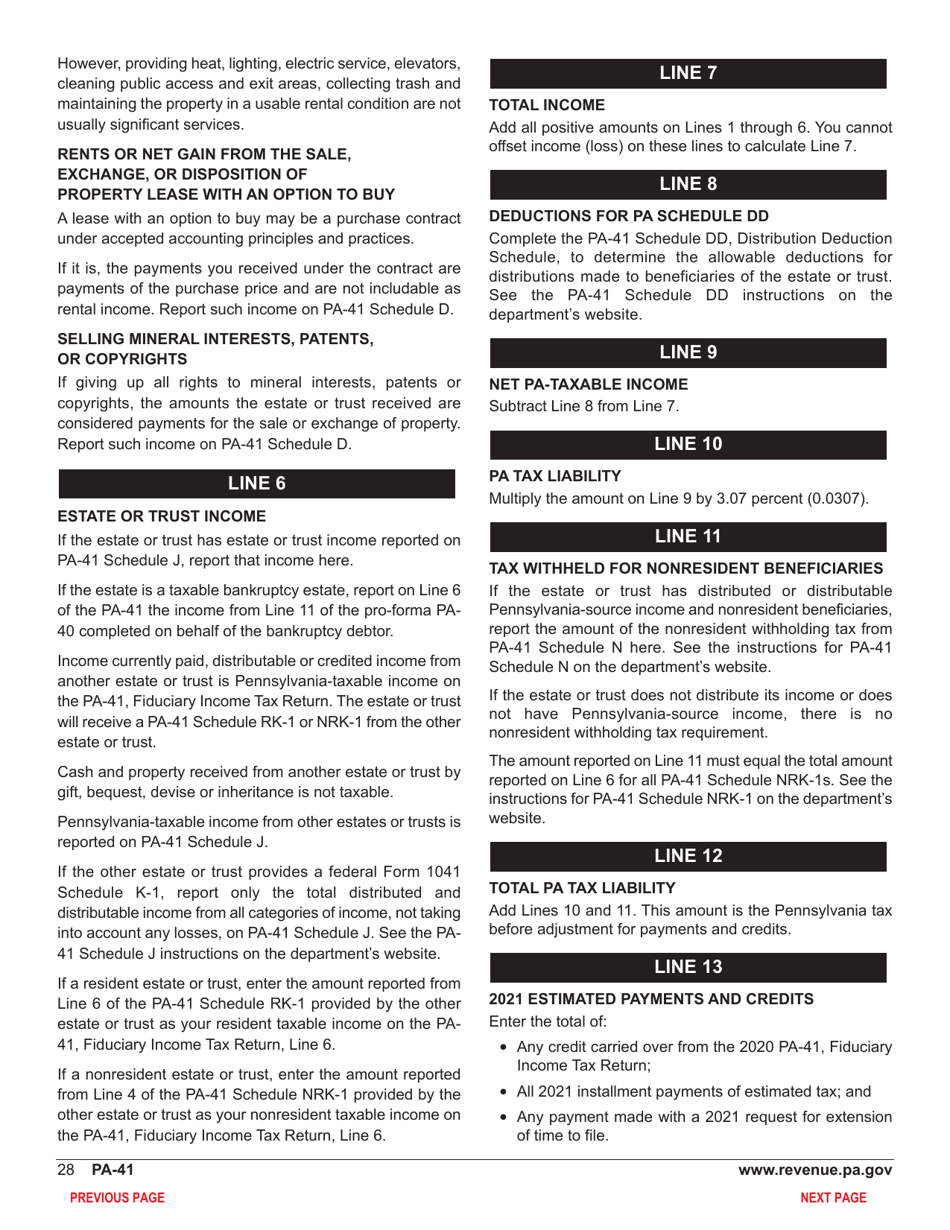 Form PA-41 Pa Fiduciary Income Tax Return - Pennsylvania, Page 30