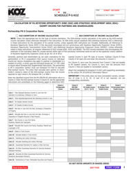 Document preview: Schedule P-S KOZ Calculation of Pa Keystone Opportunity Zone (Koz) and Strategic Development Area (Sda) - Exempt Income for Partners and Shareholders - Pennsylvania