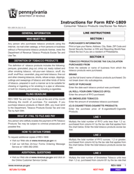 Form REV-1809 Consumer Tobacco Products Use/Excise Tax Return for Tobacco Products Purchased on or After October 1, 2016 - Pennsylvania, Page 3
