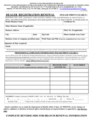 Document preview: Dealer Registration Renewal - Pennsylvania