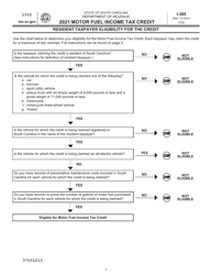 Form I-385 Motor Fuel Income Tax Credit - South Carolina