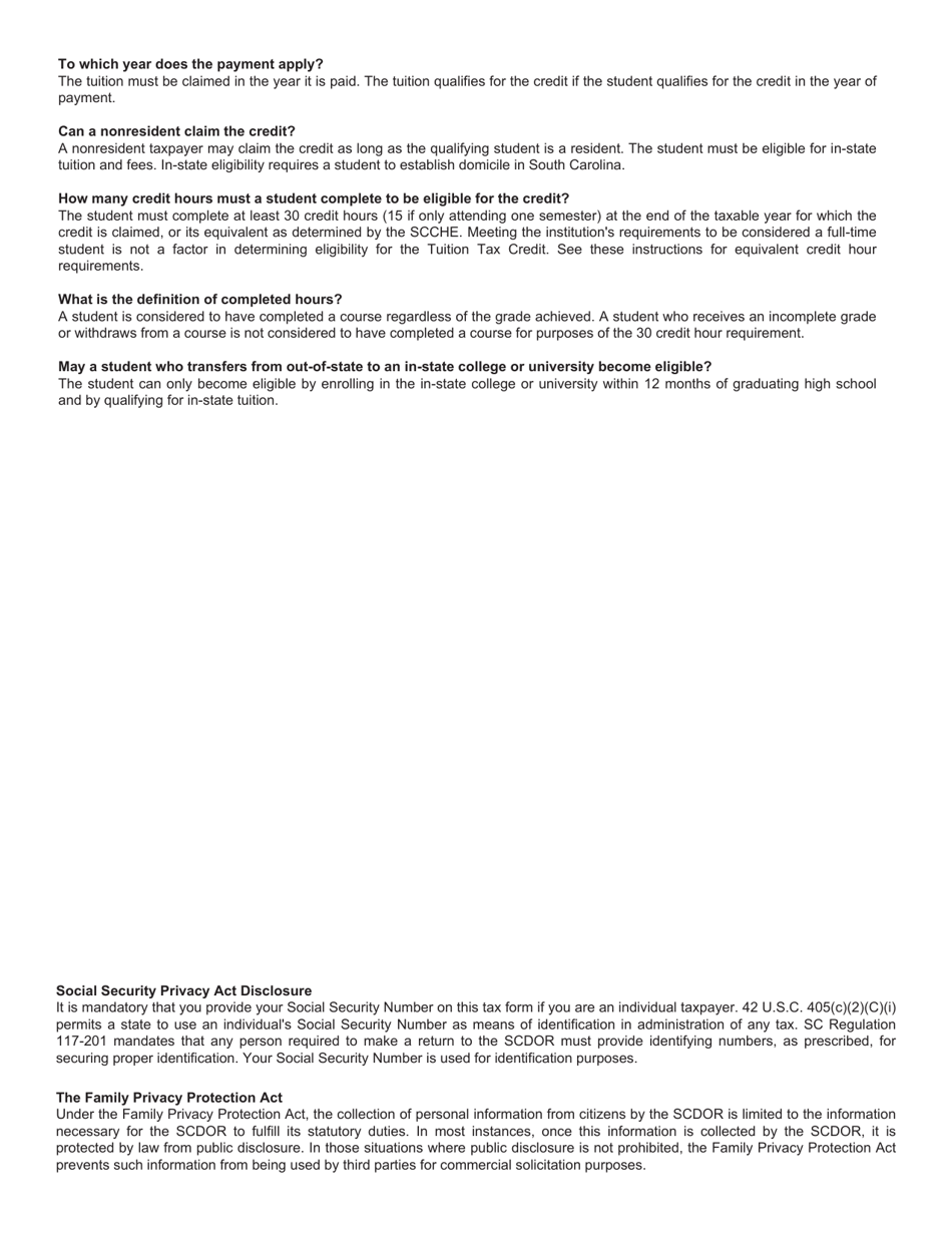 Form I-319 Tuition Tax Credit - South Carolina, Page 5
