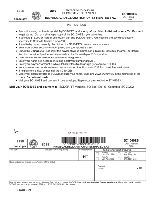 Form SC1040ES 2022 Printable Pdf