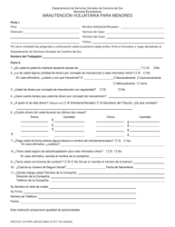Document preview: DSS Formulario 1216 SPA Manutencion Voluntaria Para Menores - South Carolina (Spanish)