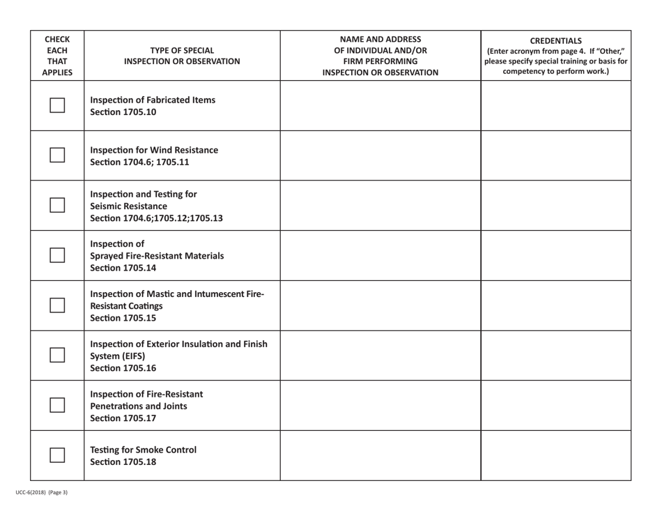 Form UCC-6 Special Inspections and Observations Statement - Pennsylvania, Page 3