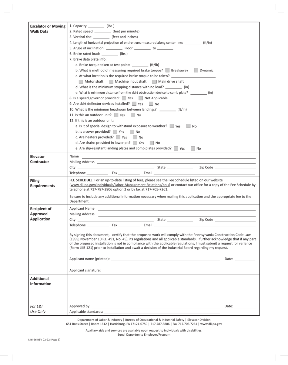 Form LIBI-26 Application for Construction and Alteration Permit - Pennsylvania, Page 3