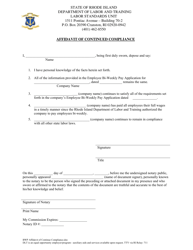 Document preview: Affidavit of Continued Compliance - Rhode Island