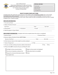 Right-To-Know Complaint Form - Rhode Island