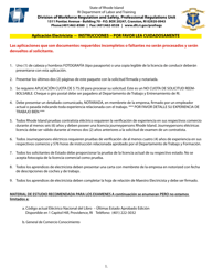 Document preview: Electricistas - Solicitud De Examen Y Aprendizaje - Rhode Island (Spanish)