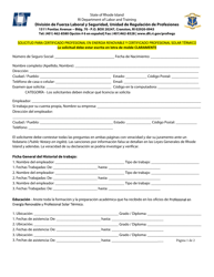 Solicitud Para Certificado Profesional En Energia Renovable Y Certificado Profesional Solar Termico - Rhode Island (Spanish), Page 2
