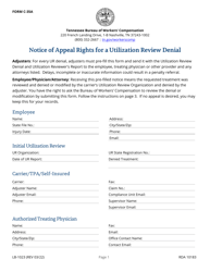 Form C-35A (LB-1023) Notice of Appeal Rights for a Utilization Review Denial - Tennessee