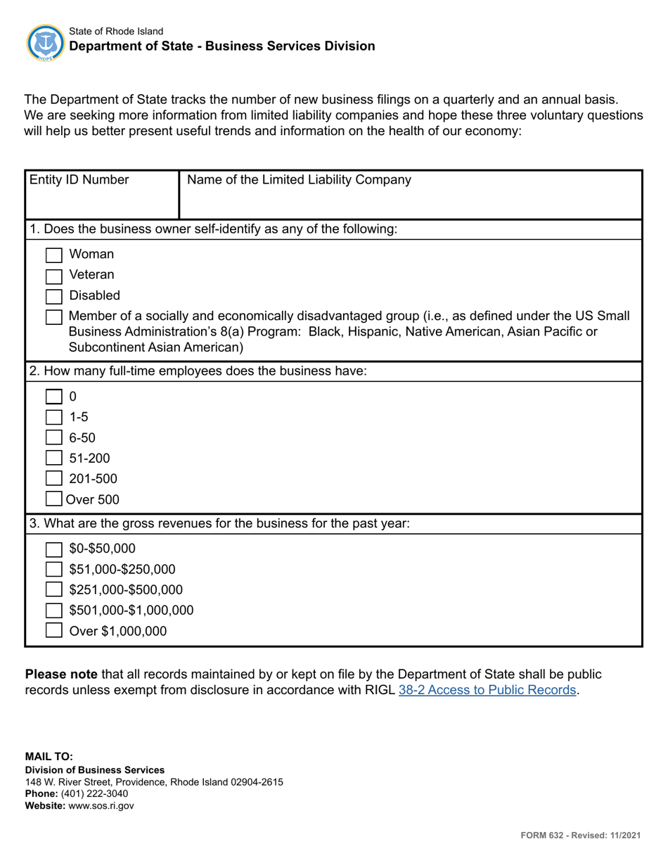 Form 632 Annual Report for a Limited Liability Company - Rhode Island, Page 3