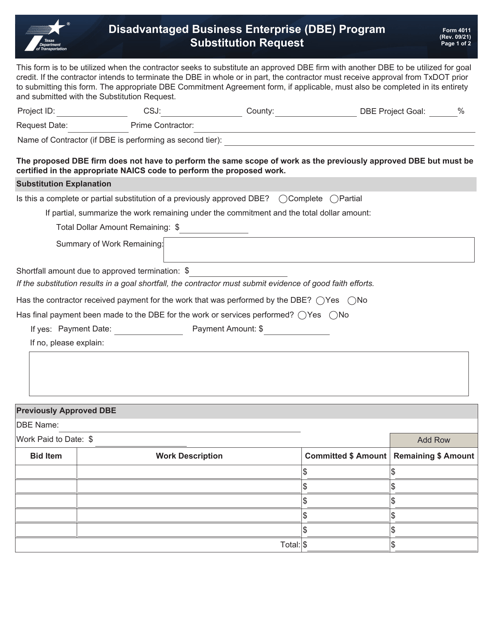 Form 4011  Printable Pdf