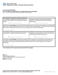 Form 150 Application for Certificate of Authority by a Foreign Business Corporation - Rhode Island, Page 6