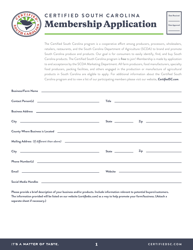 Document preview: Membership Application - Certified South Carolina - South Carolina