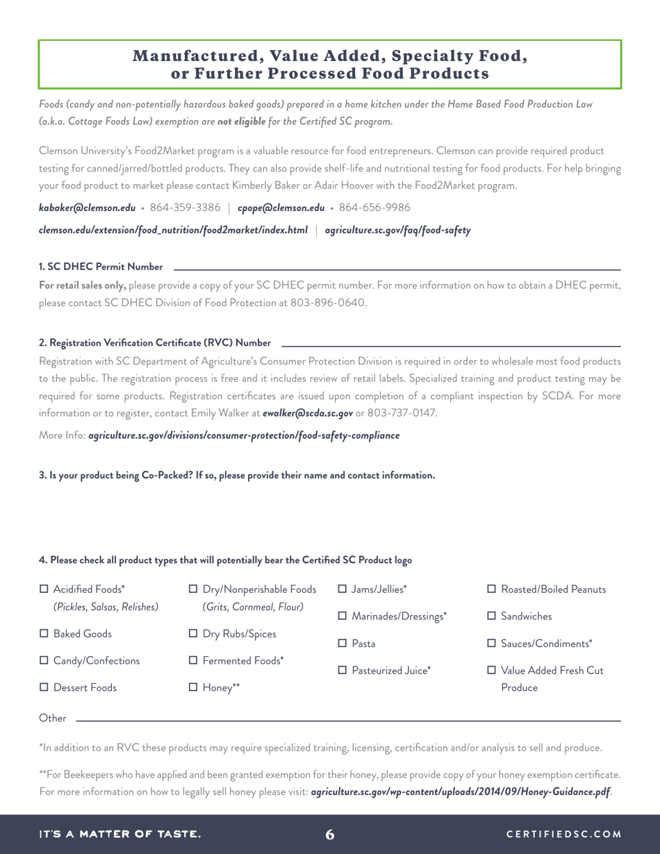 Membership Application - Certified South Carolina - South Carolina, Page 6