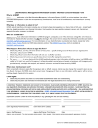 Document preview: Utah Homeless Management Information System: Informed Consent Release Form - Utah