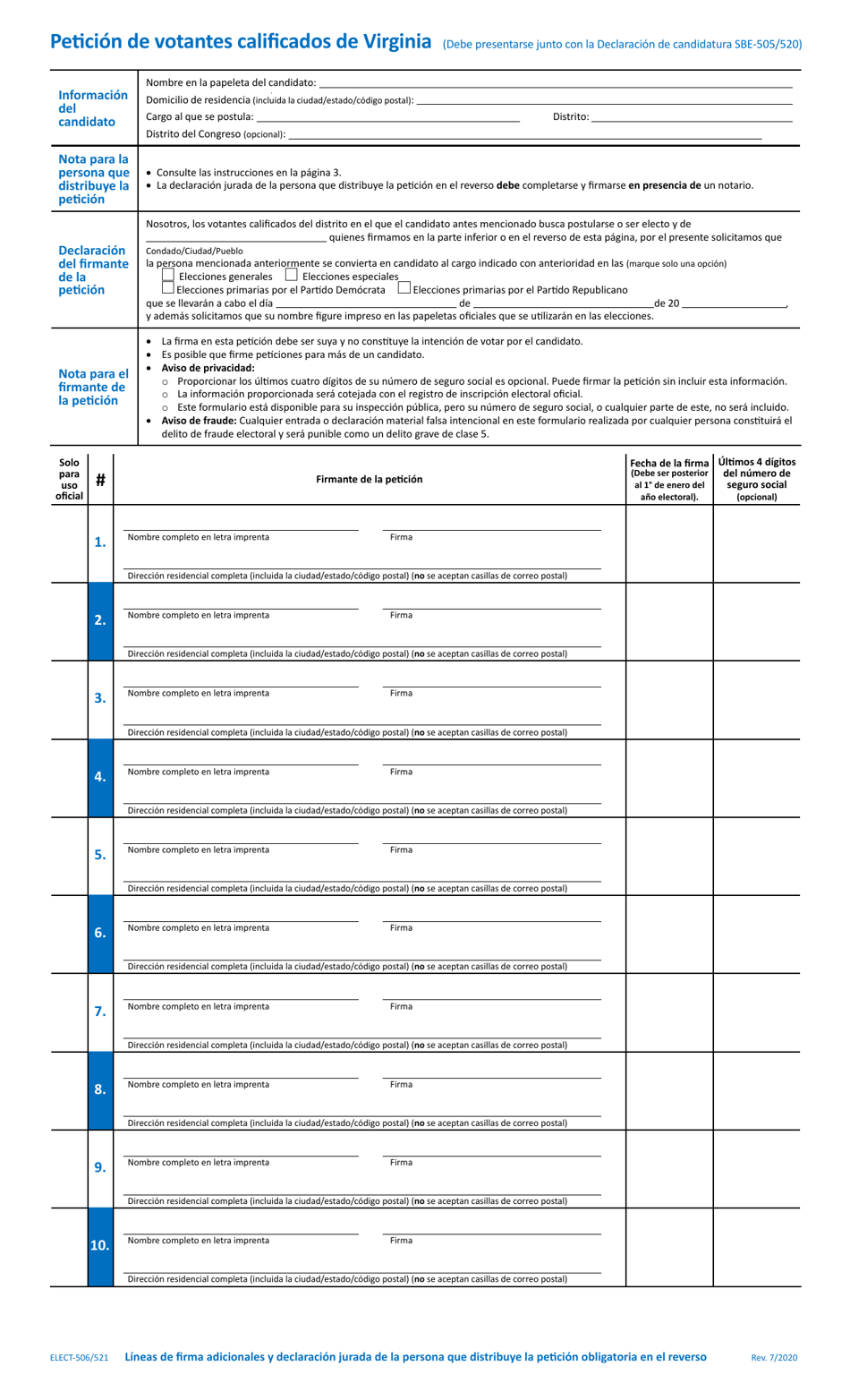 Formulario ELECT506/521 Fill Out, Sign Online and Download Printable