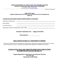 Document preview: Form OCRP-100 Remittance Form - Virginia Exemption Application for a Charitable or Civic Organization - Virginia