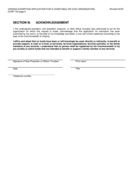 Form OCRP-100 Remittance Form - Virginia Exemption Application for a Charitable or Civic Organization - Virginia, Page 10