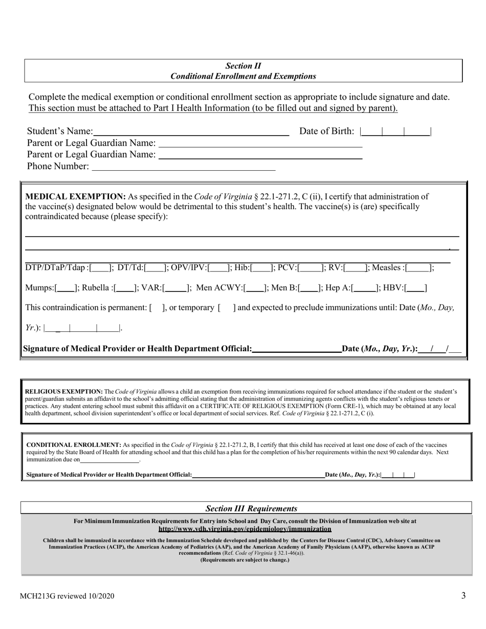 Form MCH213G School Entrance Health Form - Virginia (English / Korean), Page 4