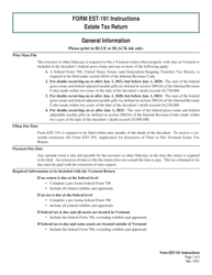 Document preview: Instructions for VT Form EST-191 Estate Tax Return - Vermont