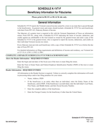 Document preview: Instructions for Schedule FIT-K-1VTF Beneficiary Information for Fiduciaries - Vermont
