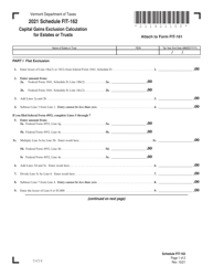 Schedule FIT-162 Capital Gains Exclusion Calculation for Estates or Trusts - Vermont