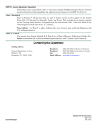Instructions for Schedule FIT-166 Vermont Income Adjustments and Tax Computations for Fiduciaries - Vermont, Page 2