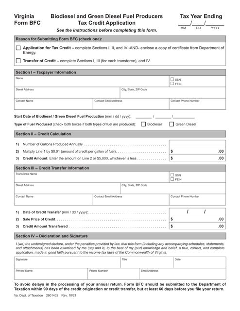 Form BFC  Printable Pdf