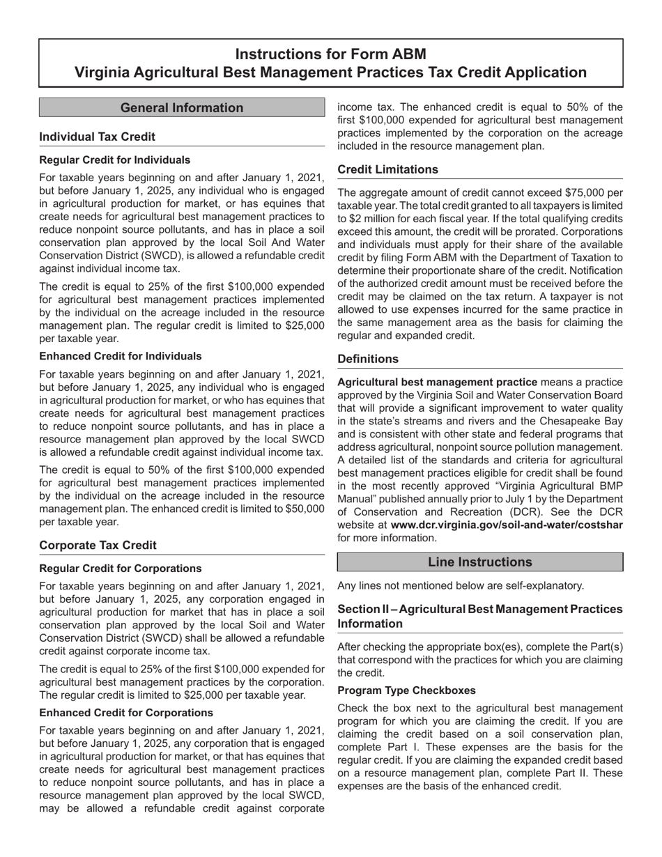 Form ABM Virginia Agricultural Best Management Practices Tax Credit Application - Virginia, Page 3
