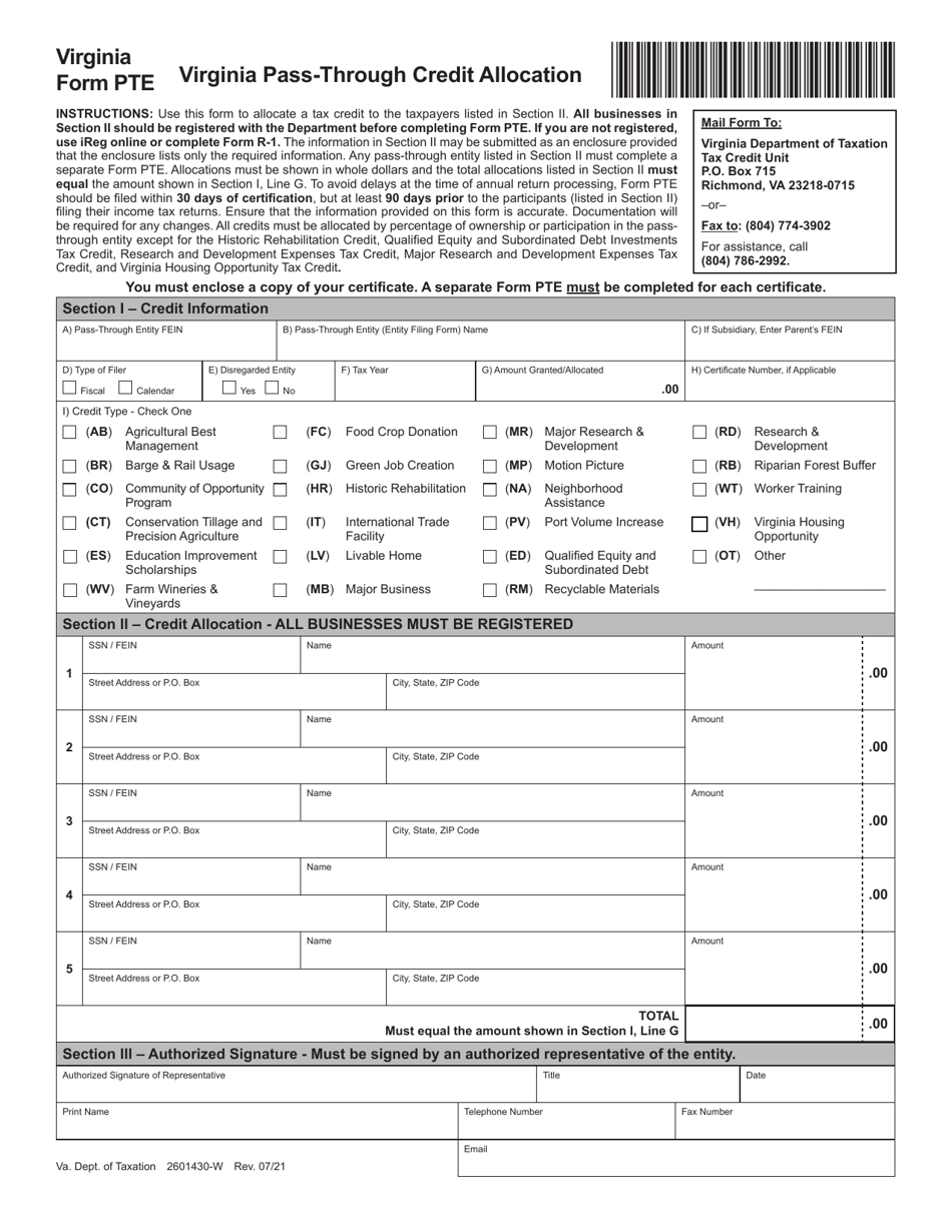 Form Pte Fill Out Sign Online And Download Fillable Pdf Virginia Templateroller 7560