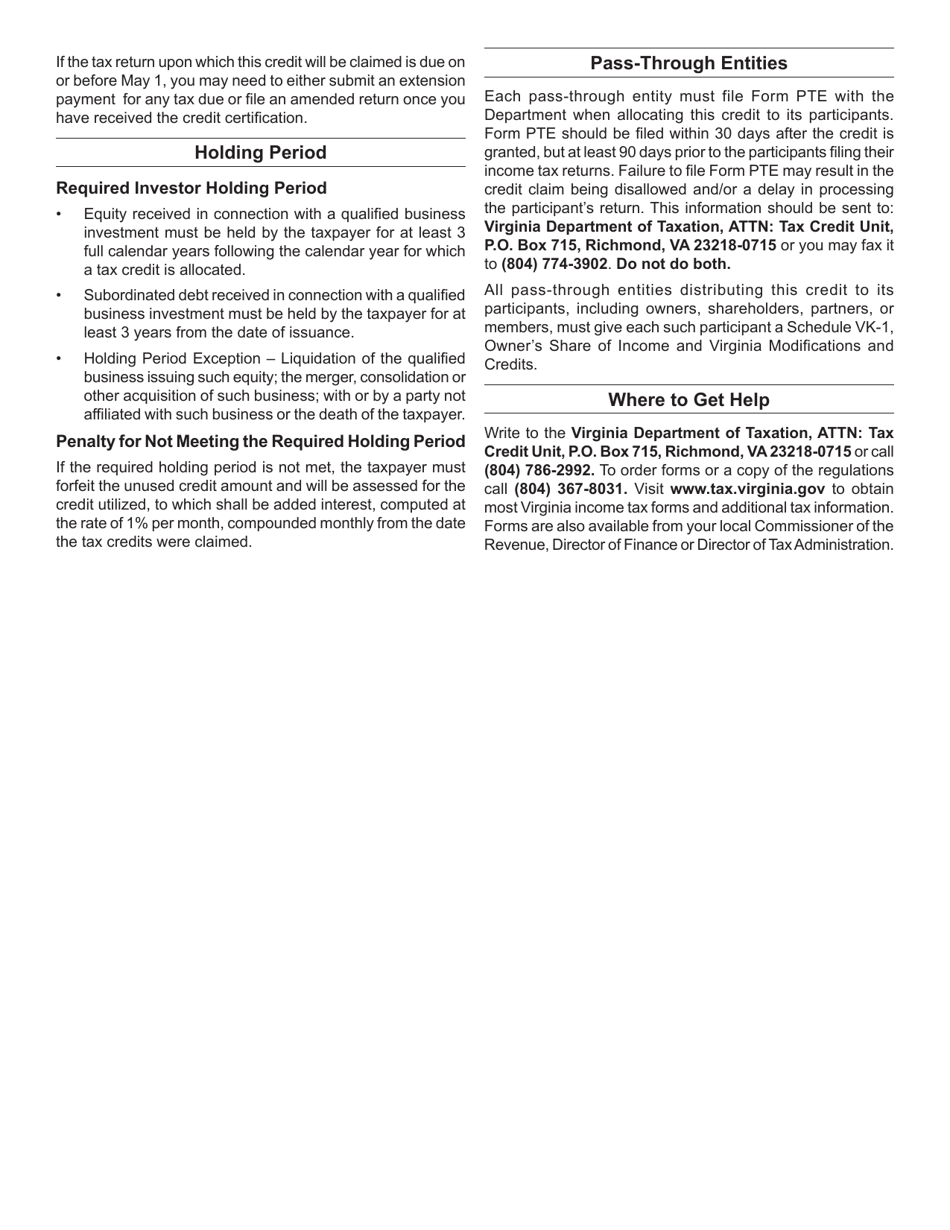 Form EDC Taxpayer Application for the Qualified Equity and Subordinated Debt Investments Tax Credit - Virginia, Page 3