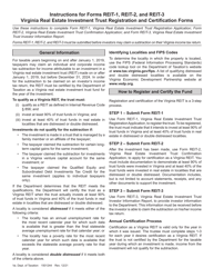 Document preview: Instructions for Form REIT-1, REIT-2, REIT-3 - Virginia