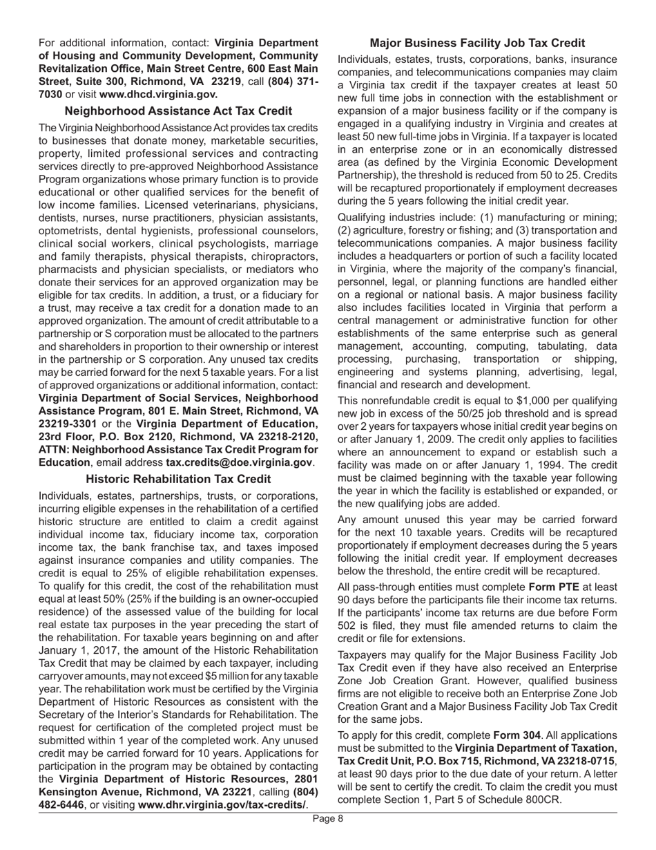 Instructions for Form 800 Virginia Insurance Premiums License Tax Return - Virginia, Page 10